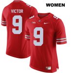 Women's NCAA Ohio State Buckeyes Binjimen Victor #9 College Stitched Authentic Nike Red Football Jersey BX20T80UX
